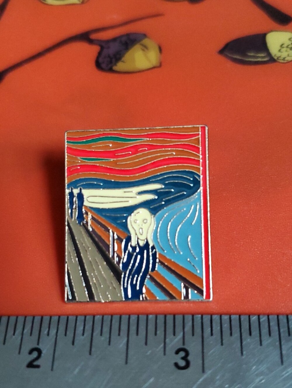 The Scream Enamel Art Pin - Blue & Orange - Picture 2 of 3